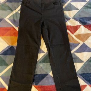 Universal Standard Black Charcoal Pull on Stovepipe LONG Denim